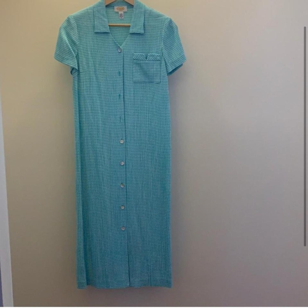 Talbots Blue Gingham Maxi Dress 8P‎